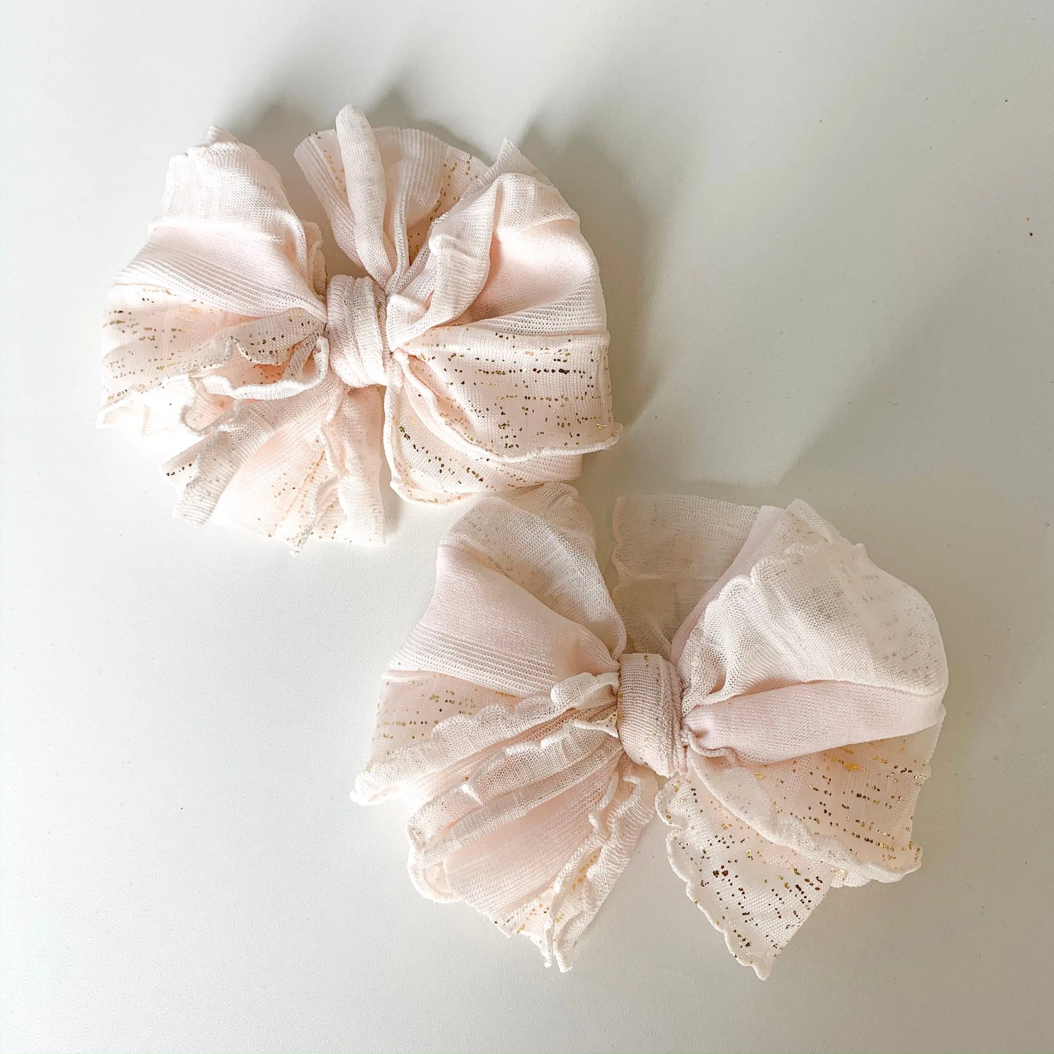 Blush Gold Shimmer Ruffle Clip
