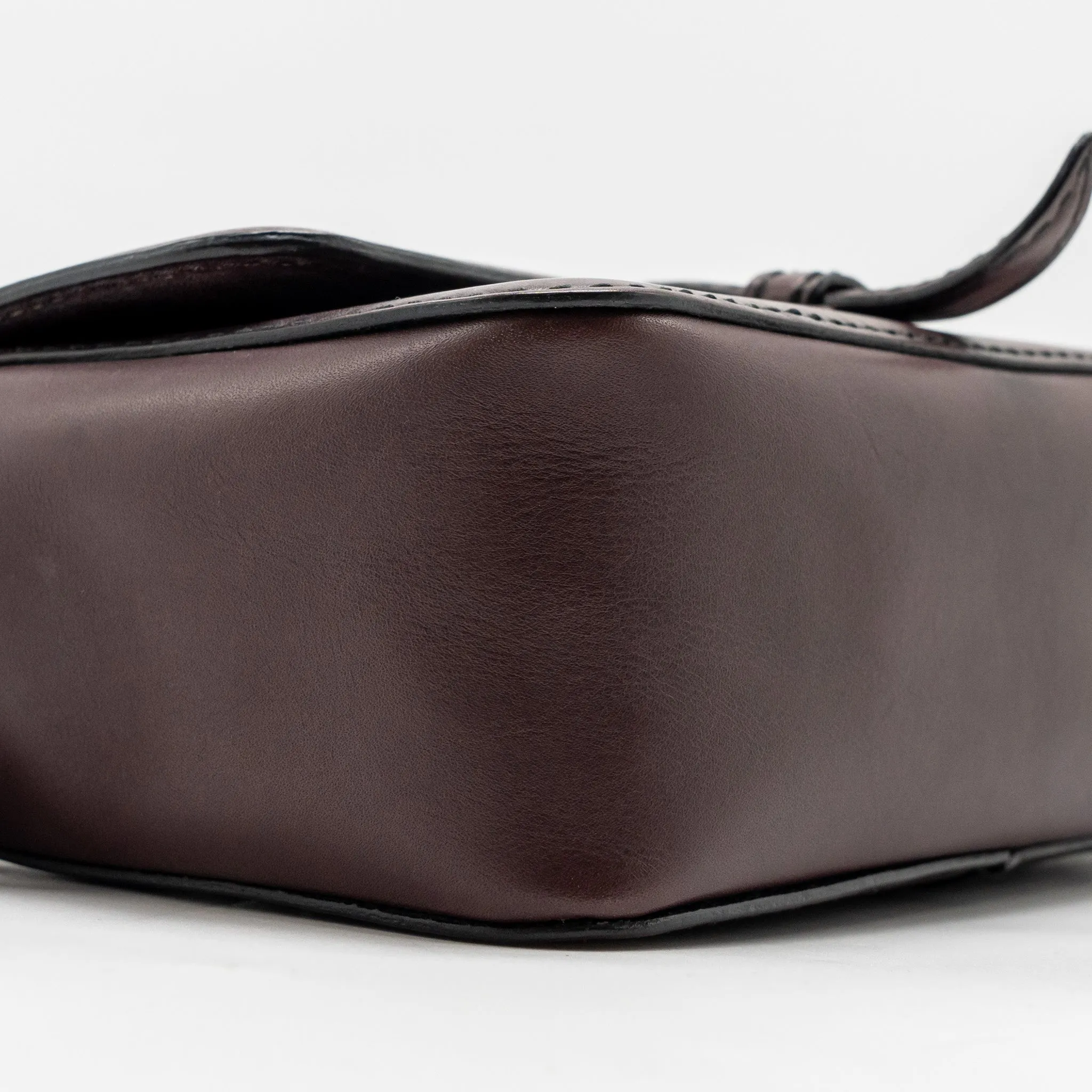 Bottega Veneta Mini Intrecciato Flap Bag Leather Dark Brown with Black Hardware
