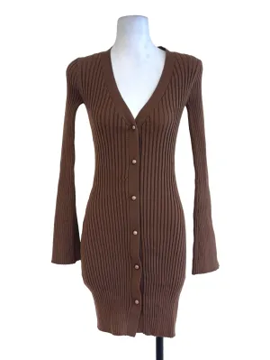Brown Pleated Dress