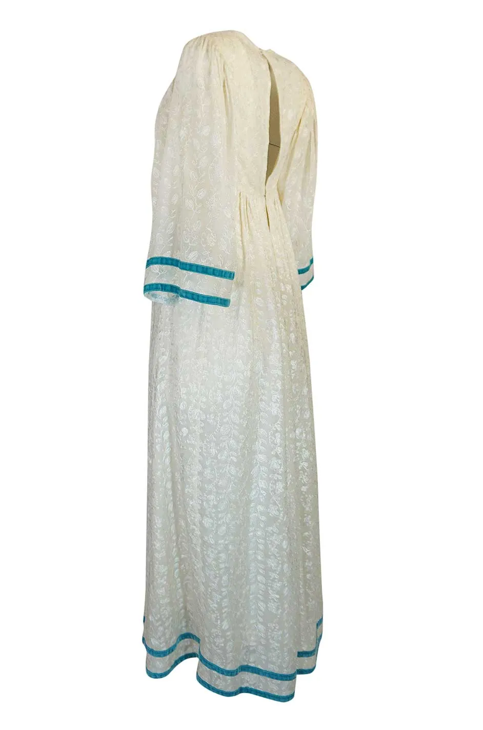 c1968 Thea Porter Embroidered Ivory & Brocade 'Faye' Dress