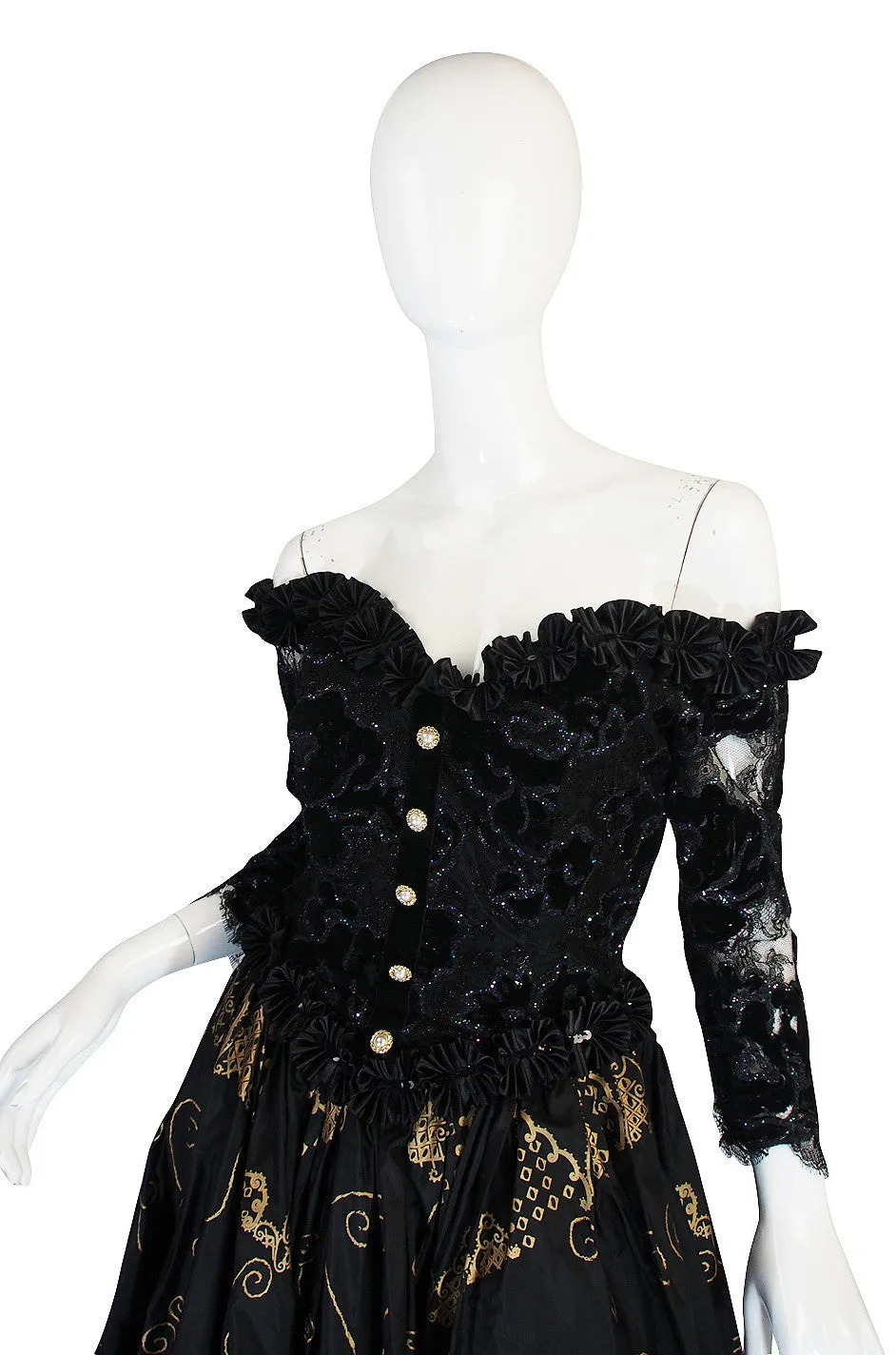 c1980s Hand Painted Zandra Rhodes Gown