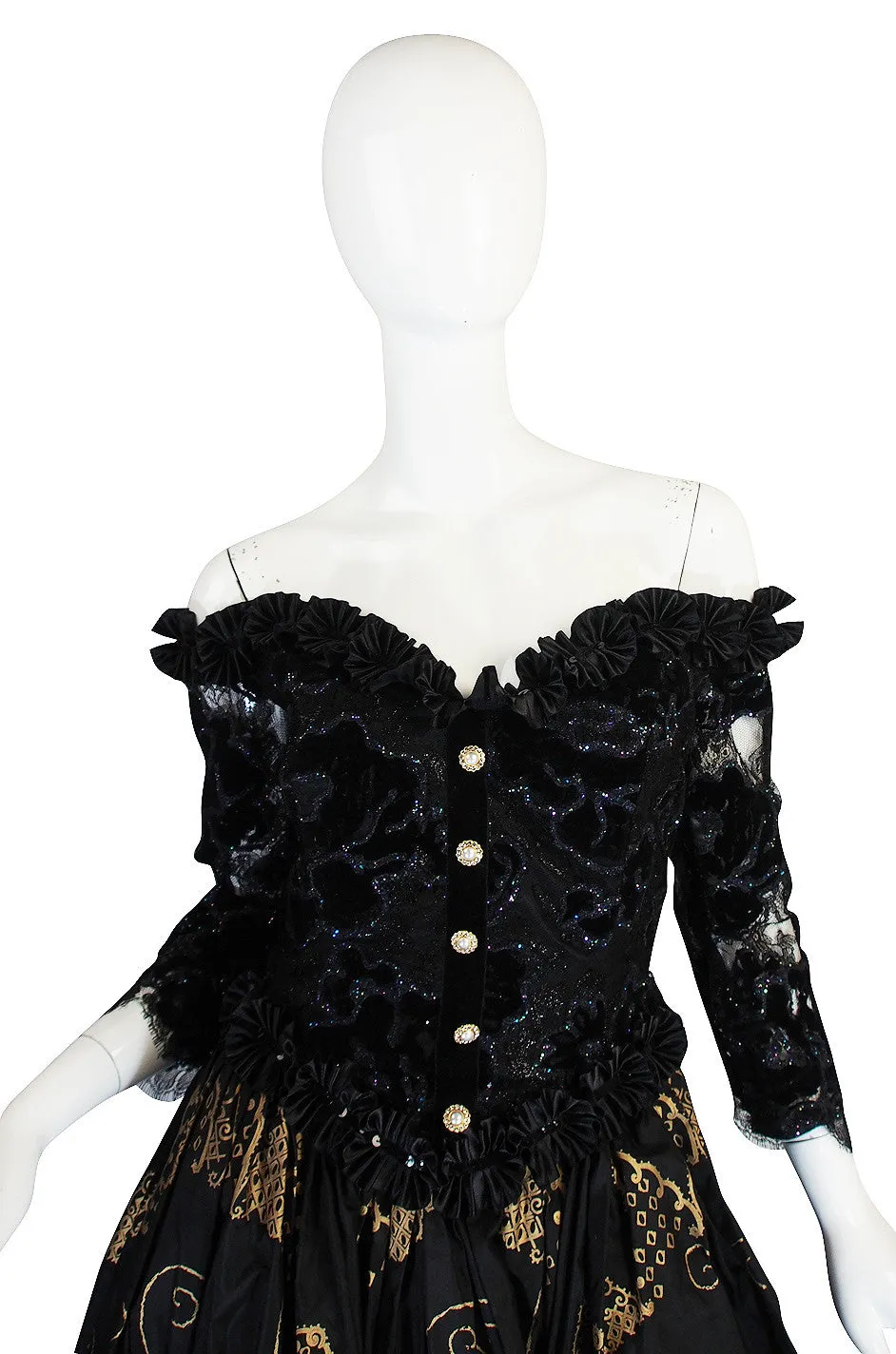 c1980s Hand Painted Zandra Rhodes Gown