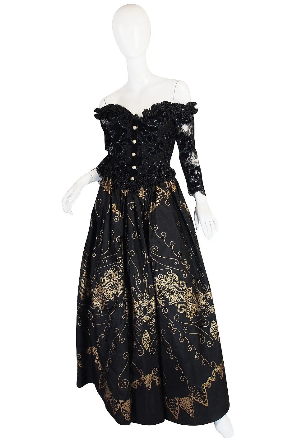 c1980s Hand Painted Zandra Rhodes Gown
