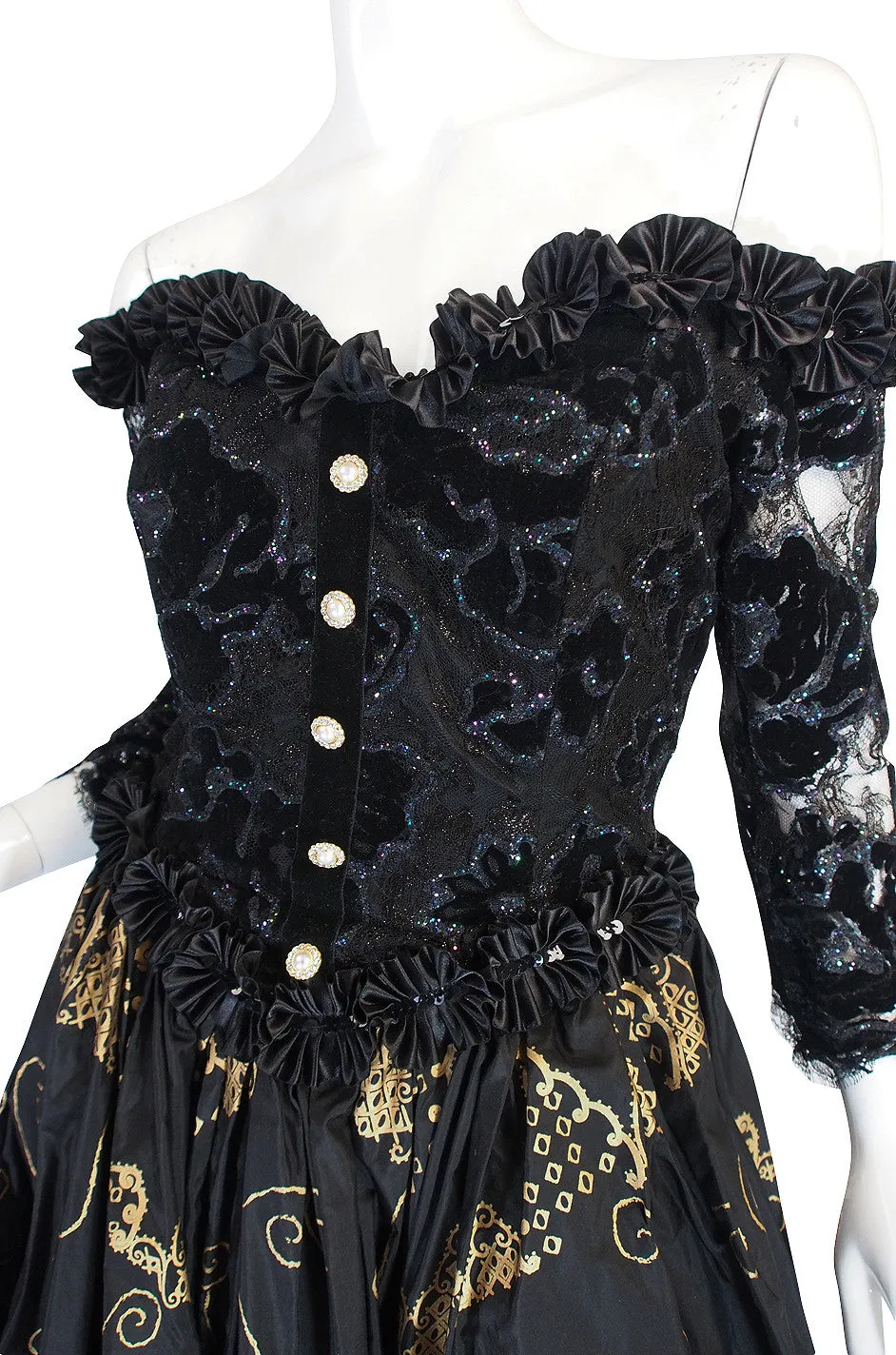 c1980s Hand Painted Zandra Rhodes Gown
