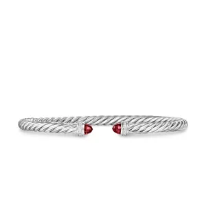 Cablespira Flex® Bracelet in Sterling Silver with Rhodolite Garnet and Diamonds, 4mm