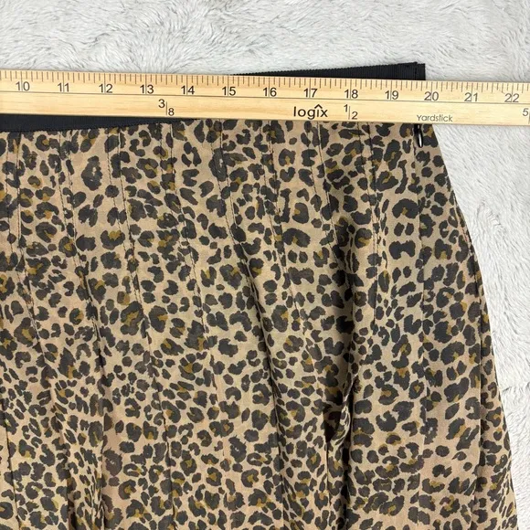 Carlisle Silk Pleated Animal Leopard Print Women's Skirt Midi Knee Mobwife Sz 18