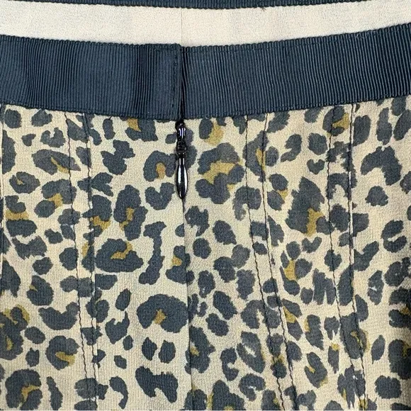 Carlisle Silk Pleated Animal Leopard Print Women's Skirt Midi Knee Mobwife Sz 18