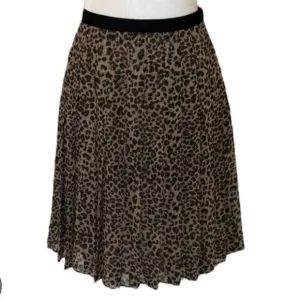 Carlisle Silk Pleated Animal Leopard Print Women's Skirt Midi Knee Mobwife Sz 18