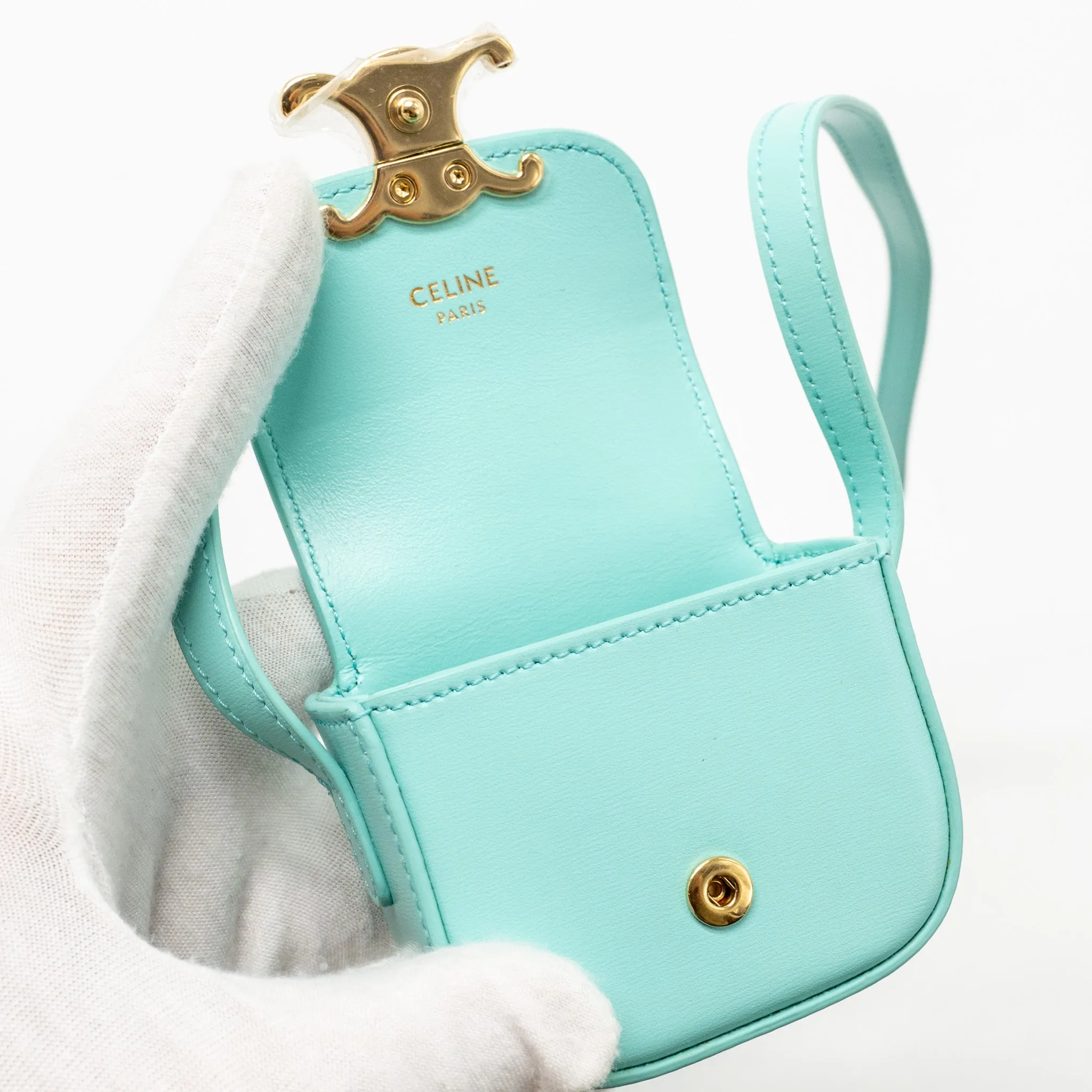 Celine Mini Claude Shiny Calfskin Blue GHW