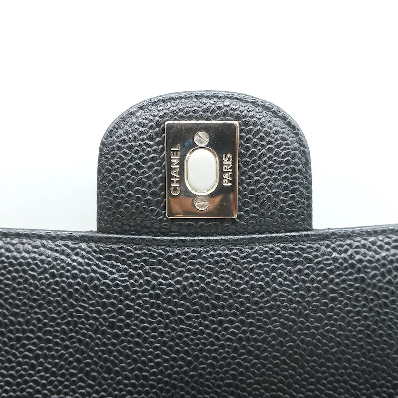 Chanel 00V Bijoux Chain East West Flap Bag Black Quilted Caviar Leather