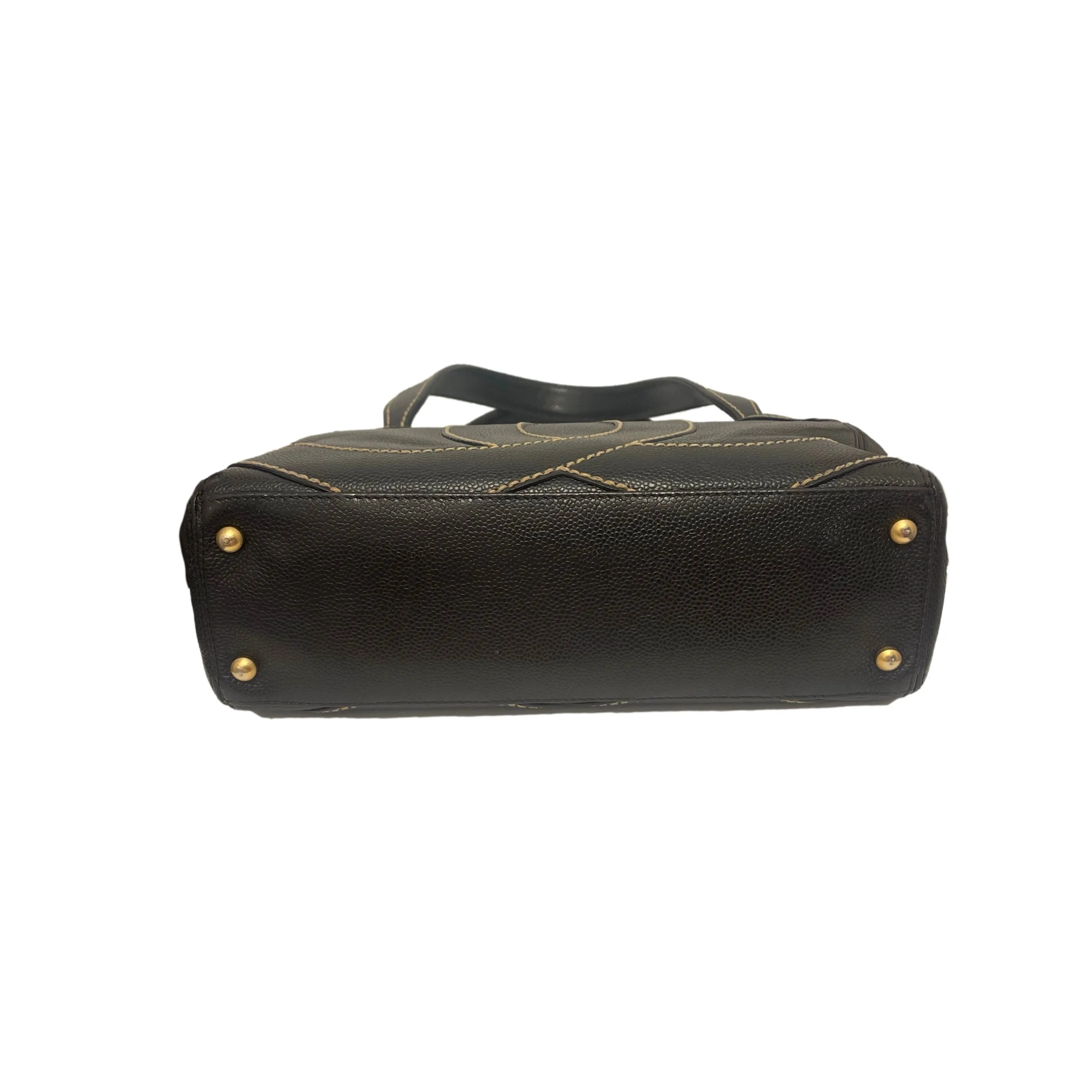 Chanel Black Caviar Logo Shoulder Bag