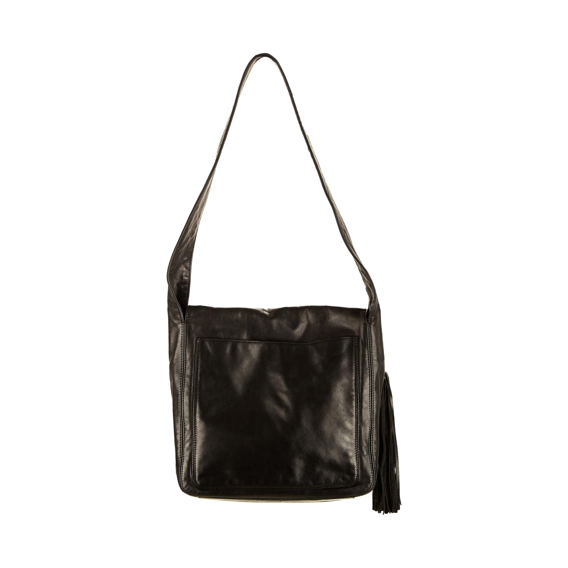 Chanel Black Logo Tassel Shoulder Bag