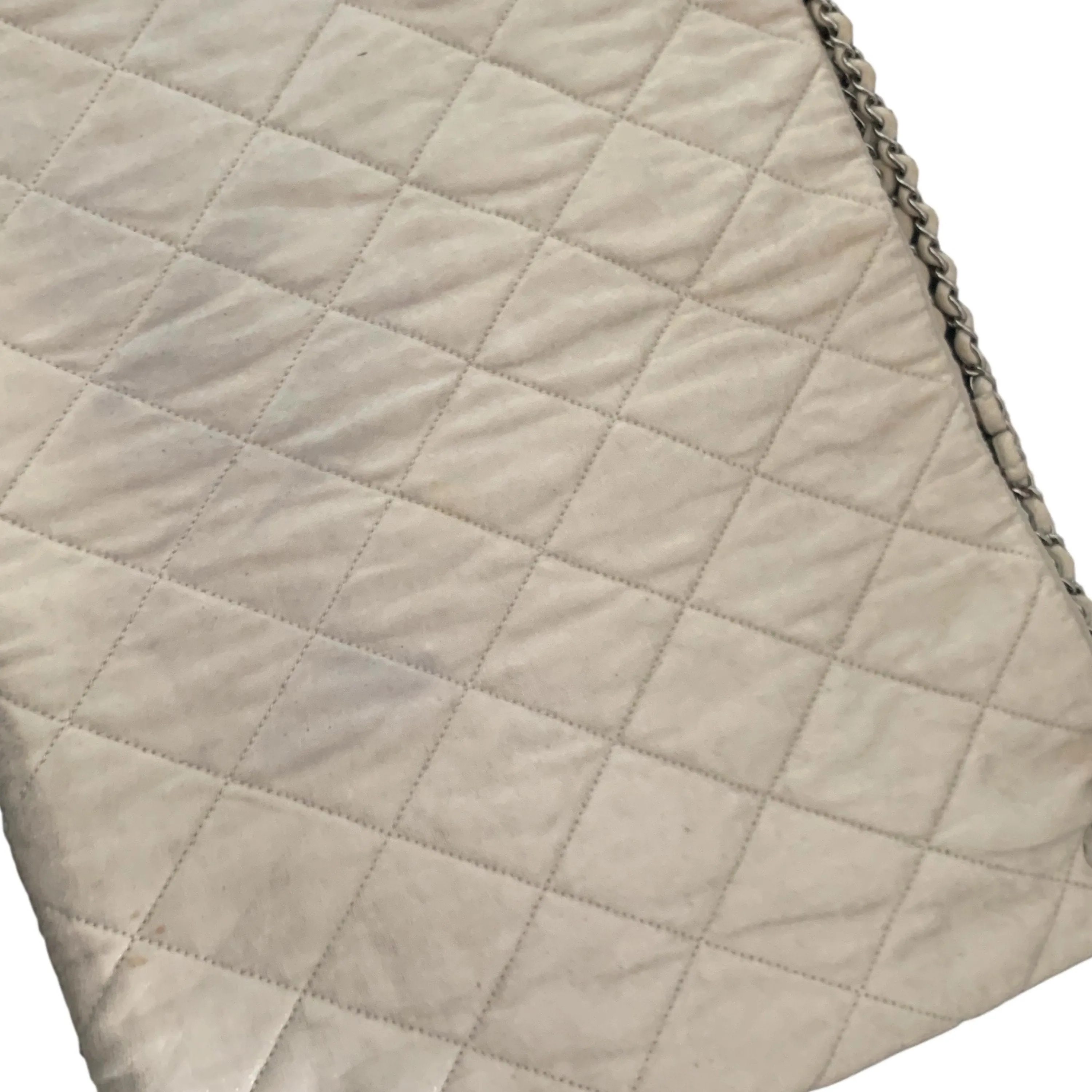 Chanel Grey Jumbo LA Logo Hobo Chain Bag
