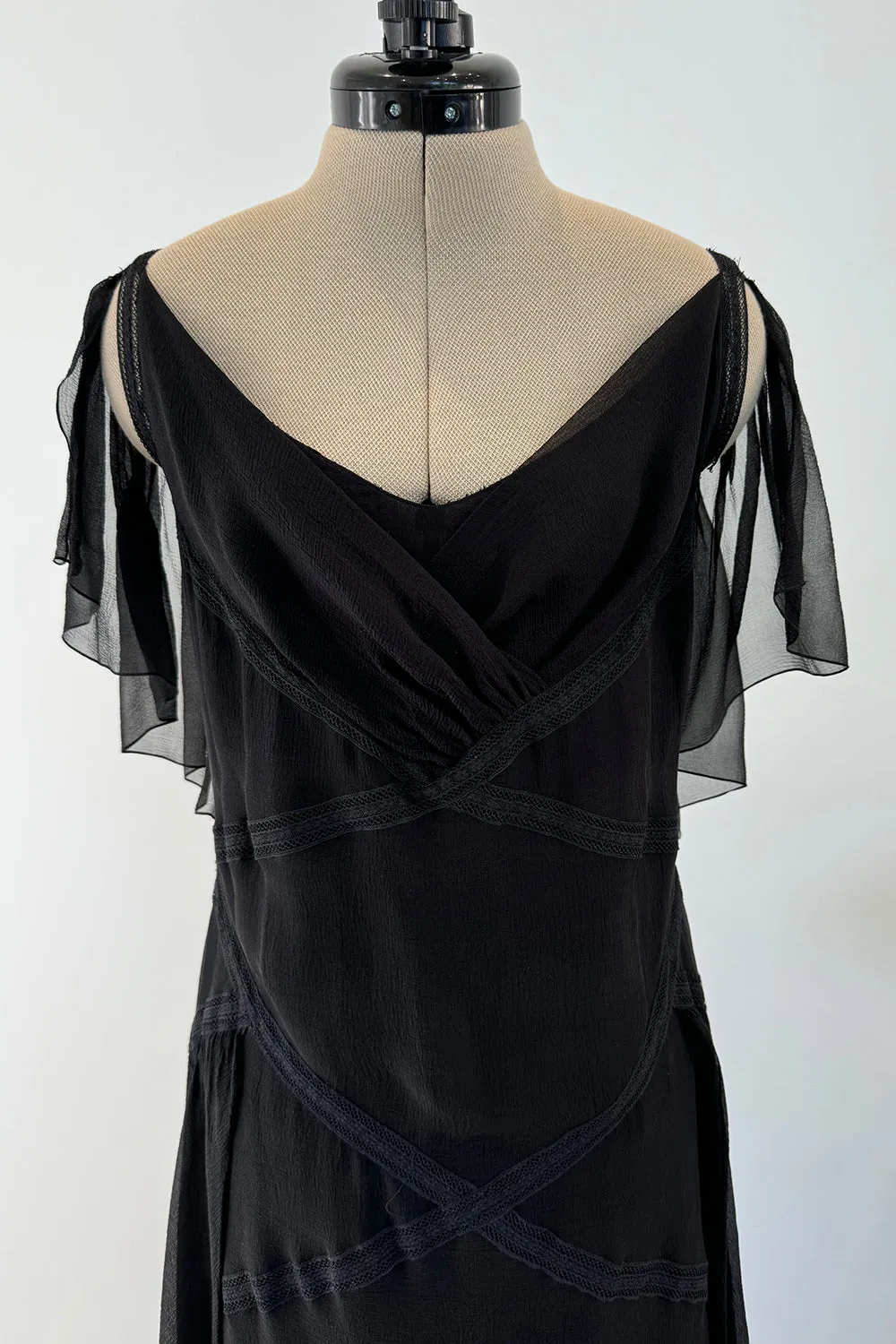 Chanel Spring 2005 Black Silk Chiffon Dress