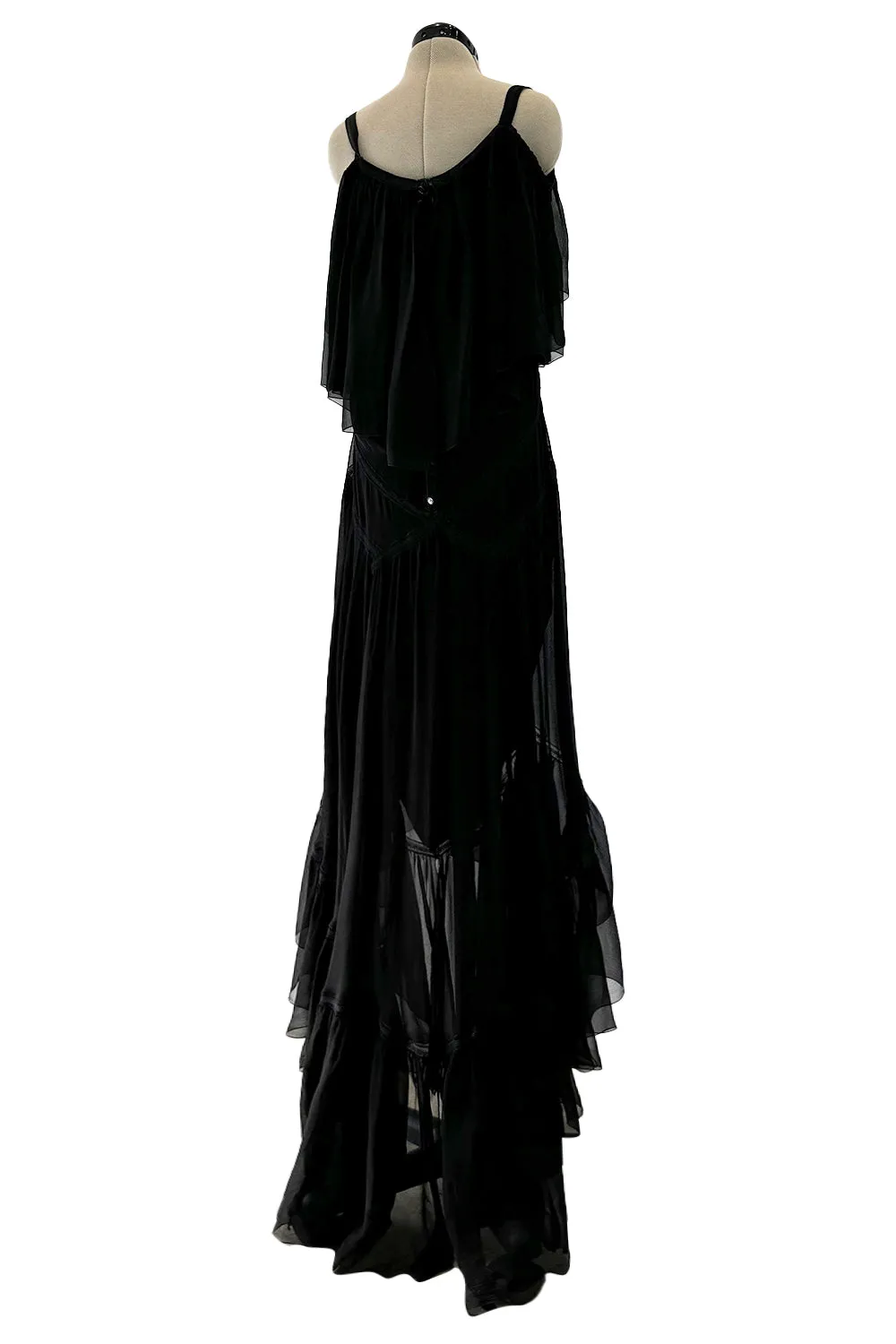 Chanel Spring 2005 Black Silk Chiffon Dress