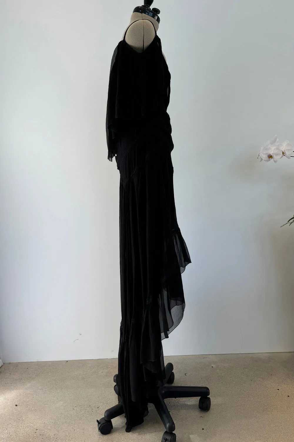 Chanel Spring 2005 Black Silk Chiffon Dress
