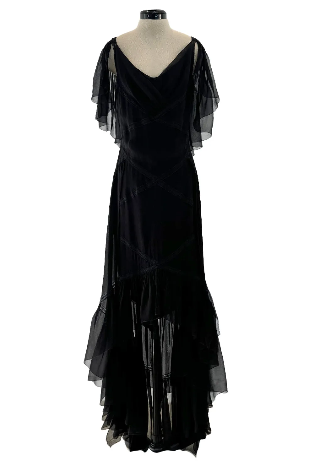 Chanel Spring 2005 Black Silk Chiffon Dress