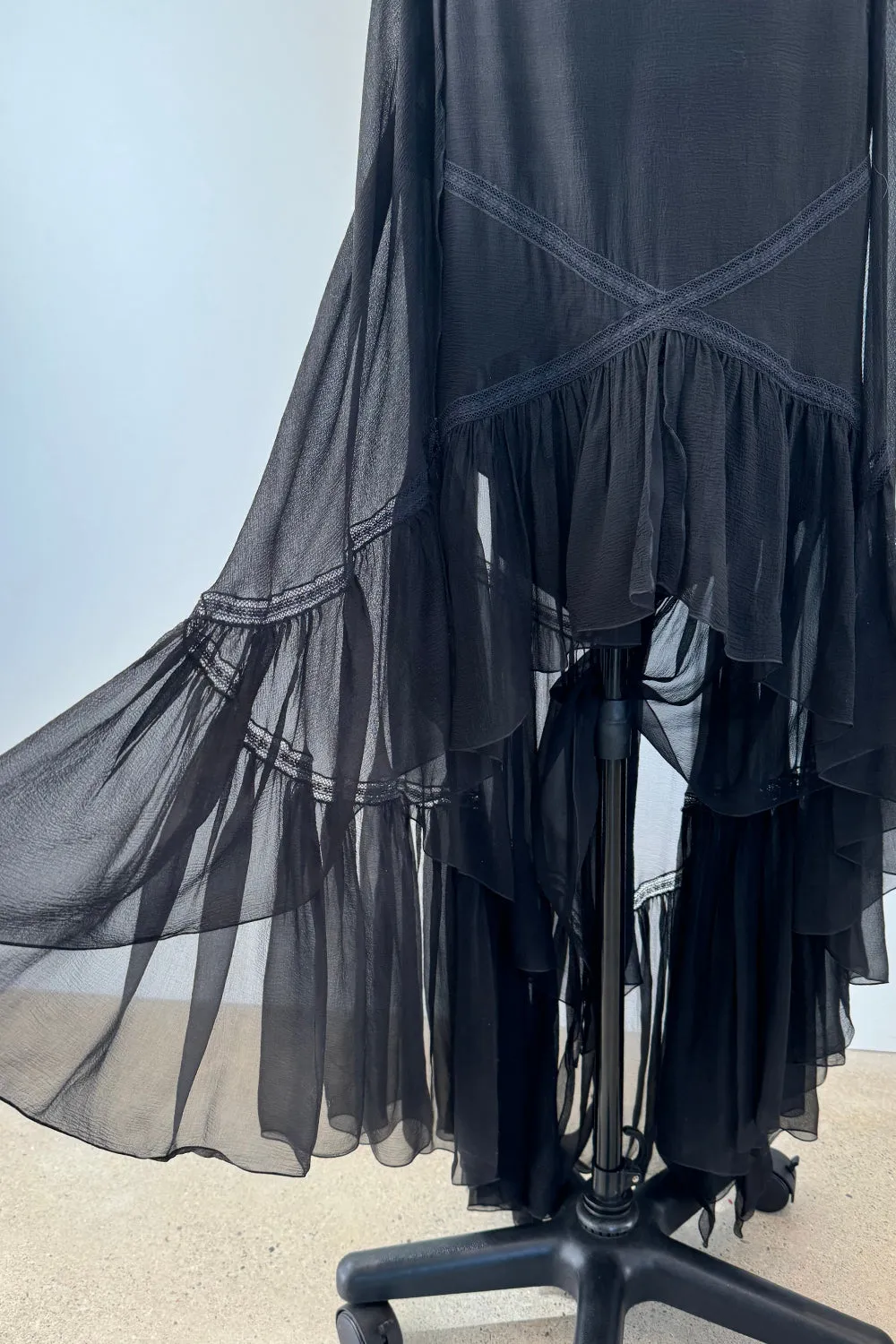 Chanel Spring 2005 Black Silk Chiffon Dress