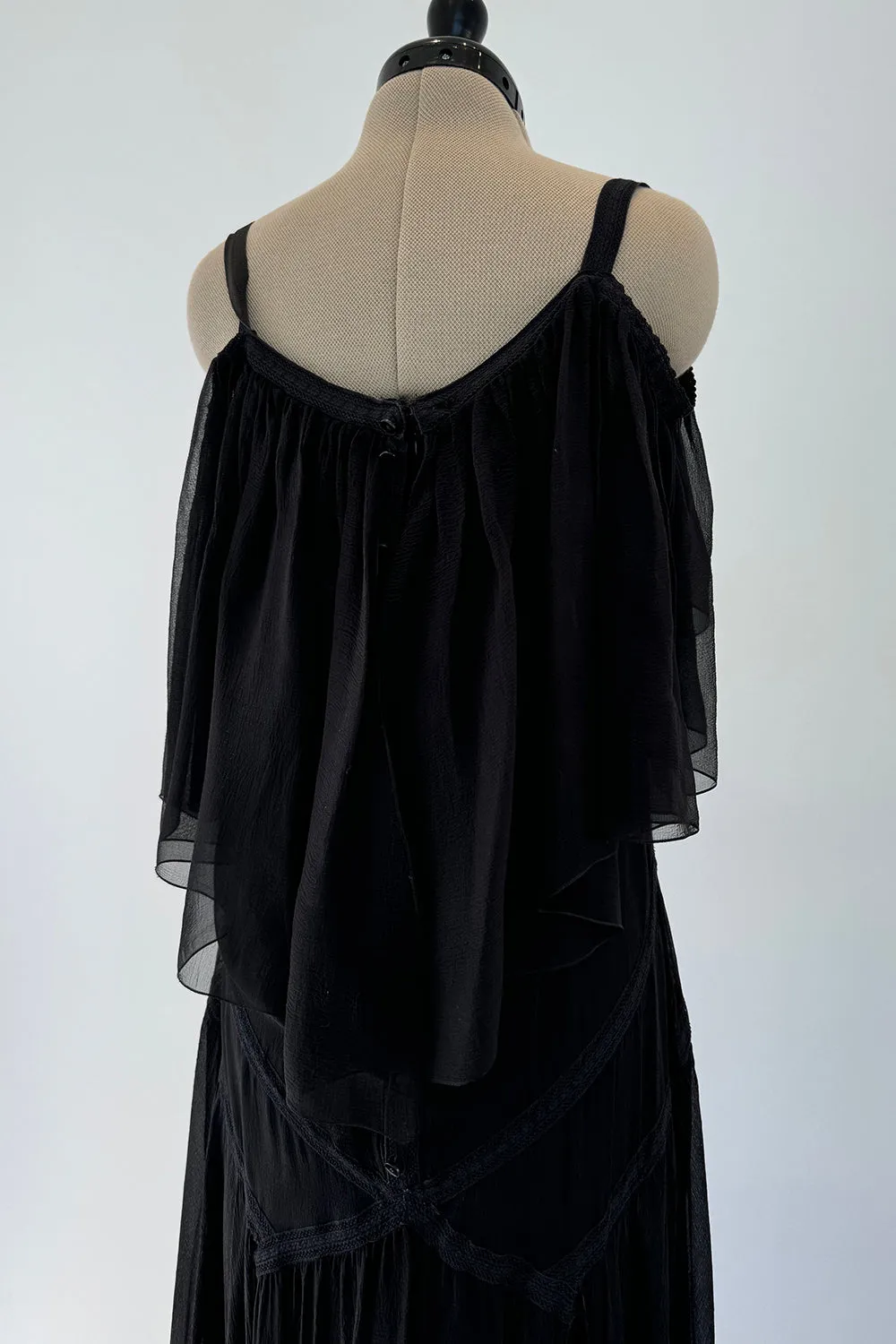 Chanel Spring 2005 Black Silk Chiffon Dress