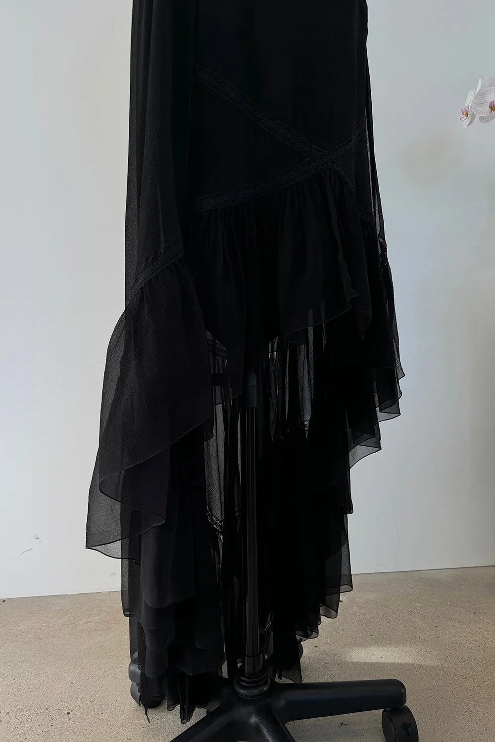 Chanel Spring 2005 Black Silk Chiffon Dress