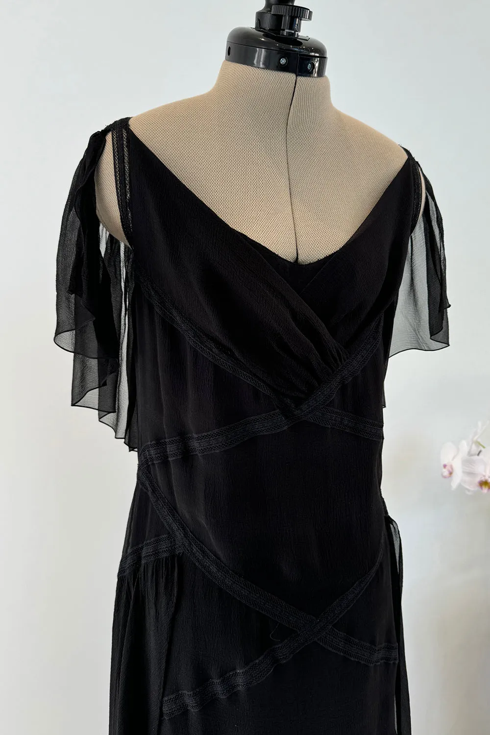 Chanel Spring 2005 Black Silk Chiffon Dress