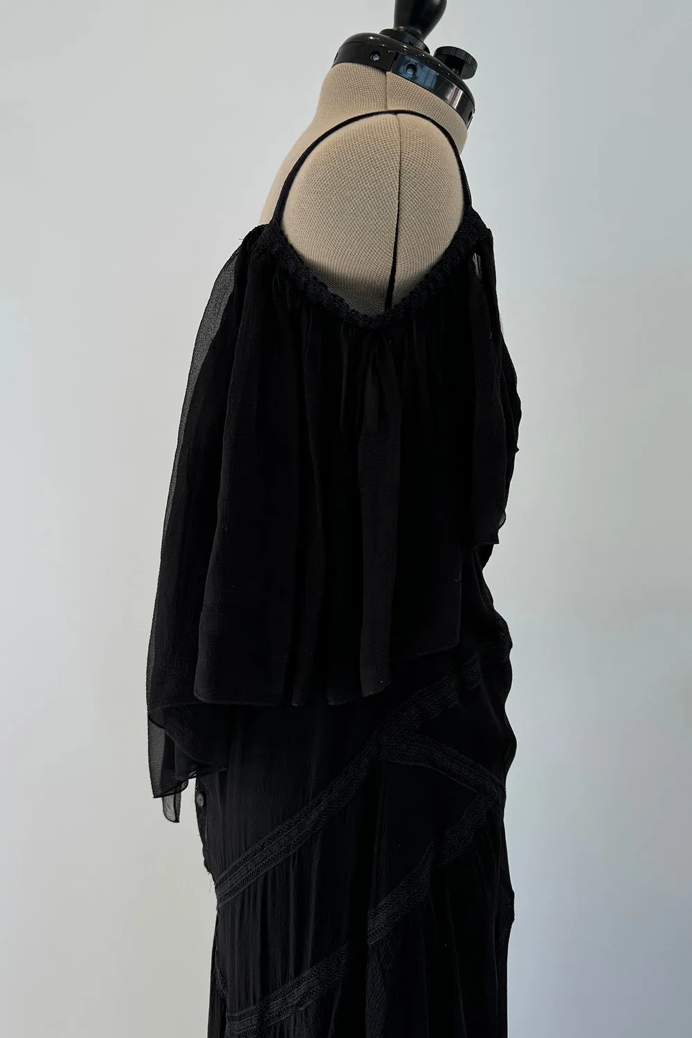 Chanel Spring 2005 Black Silk Chiffon Dress