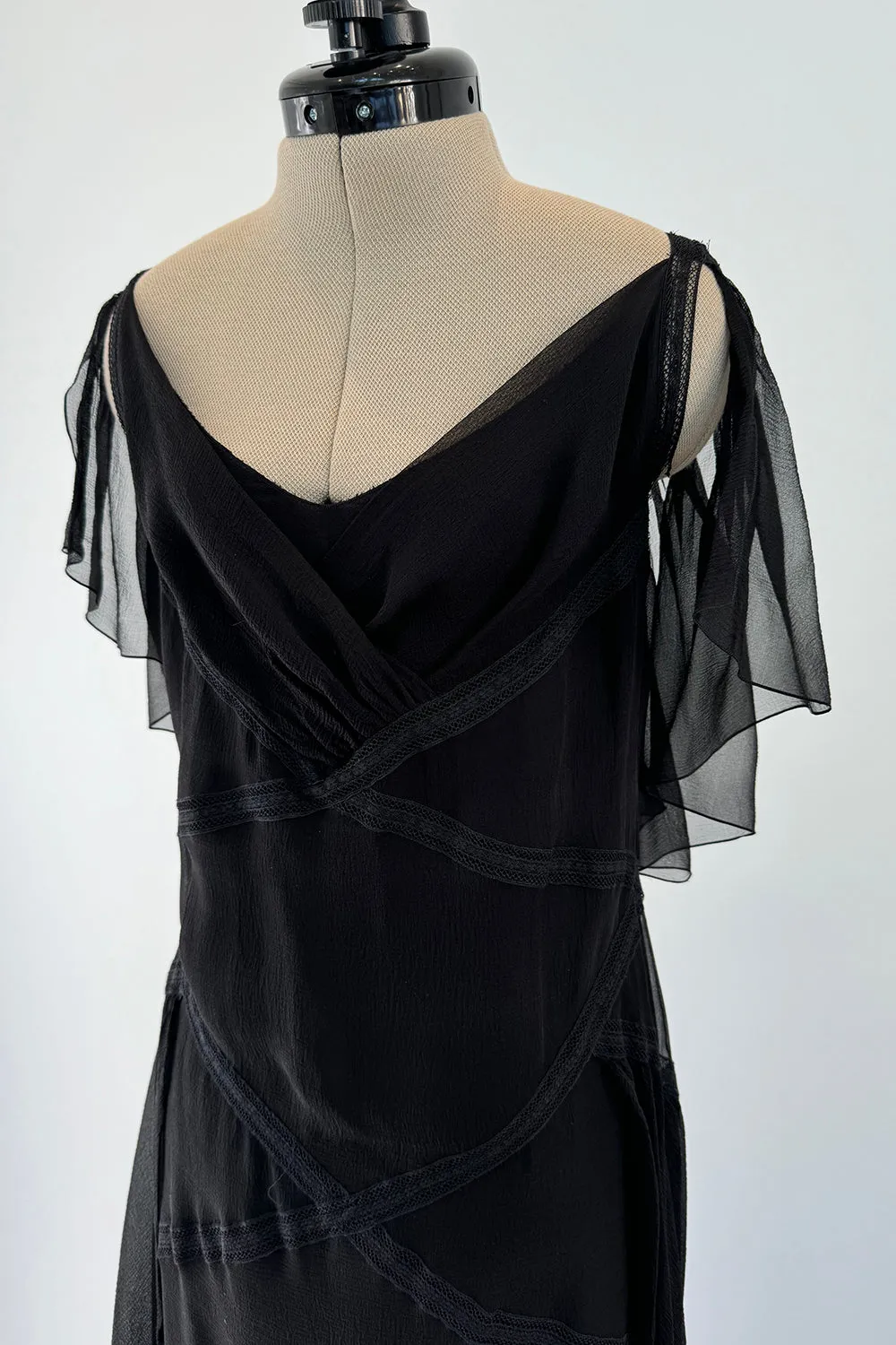Chanel Spring 2005 Black Silk Chiffon Dress