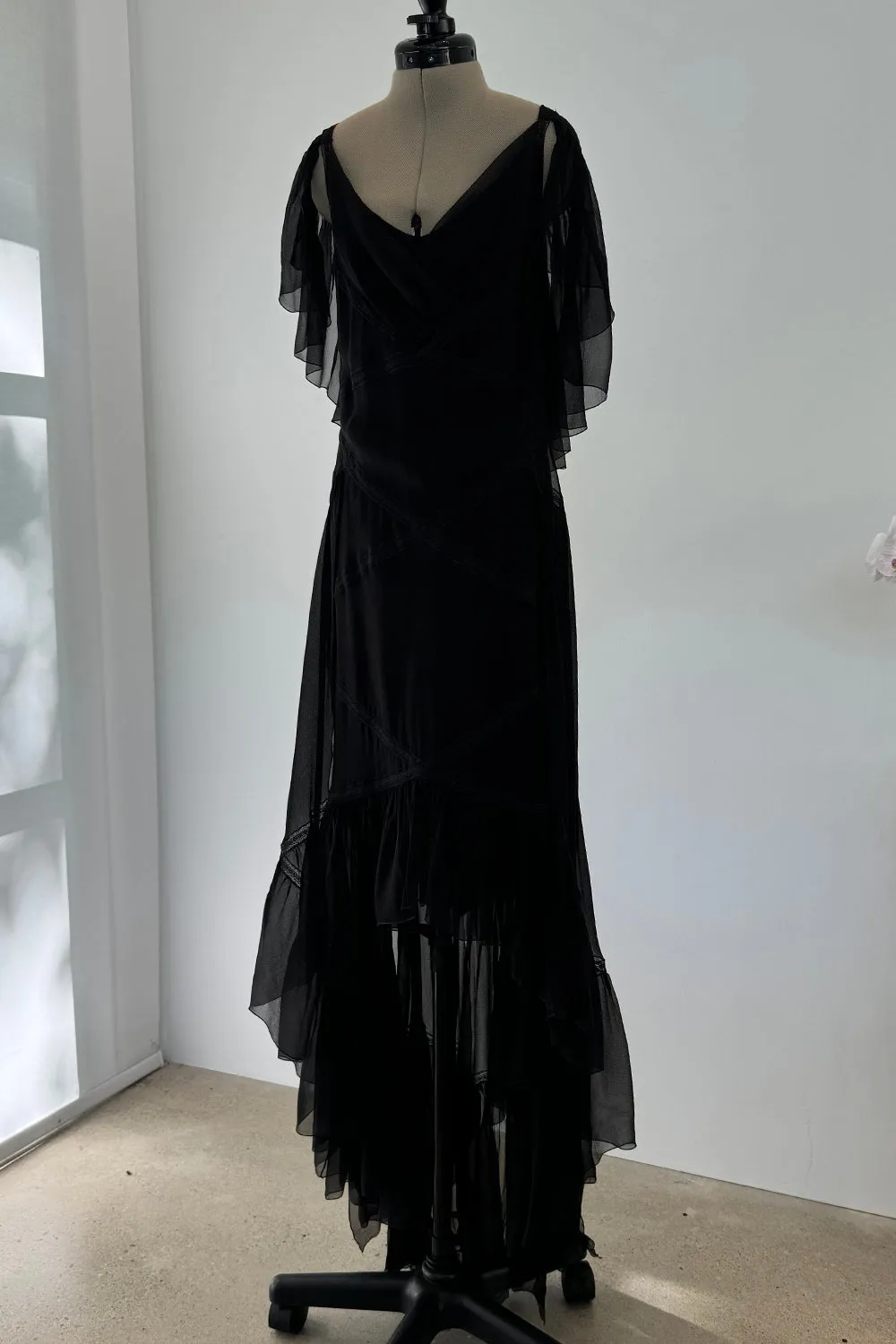 Chanel Spring 2005 Black Silk Chiffon Dress