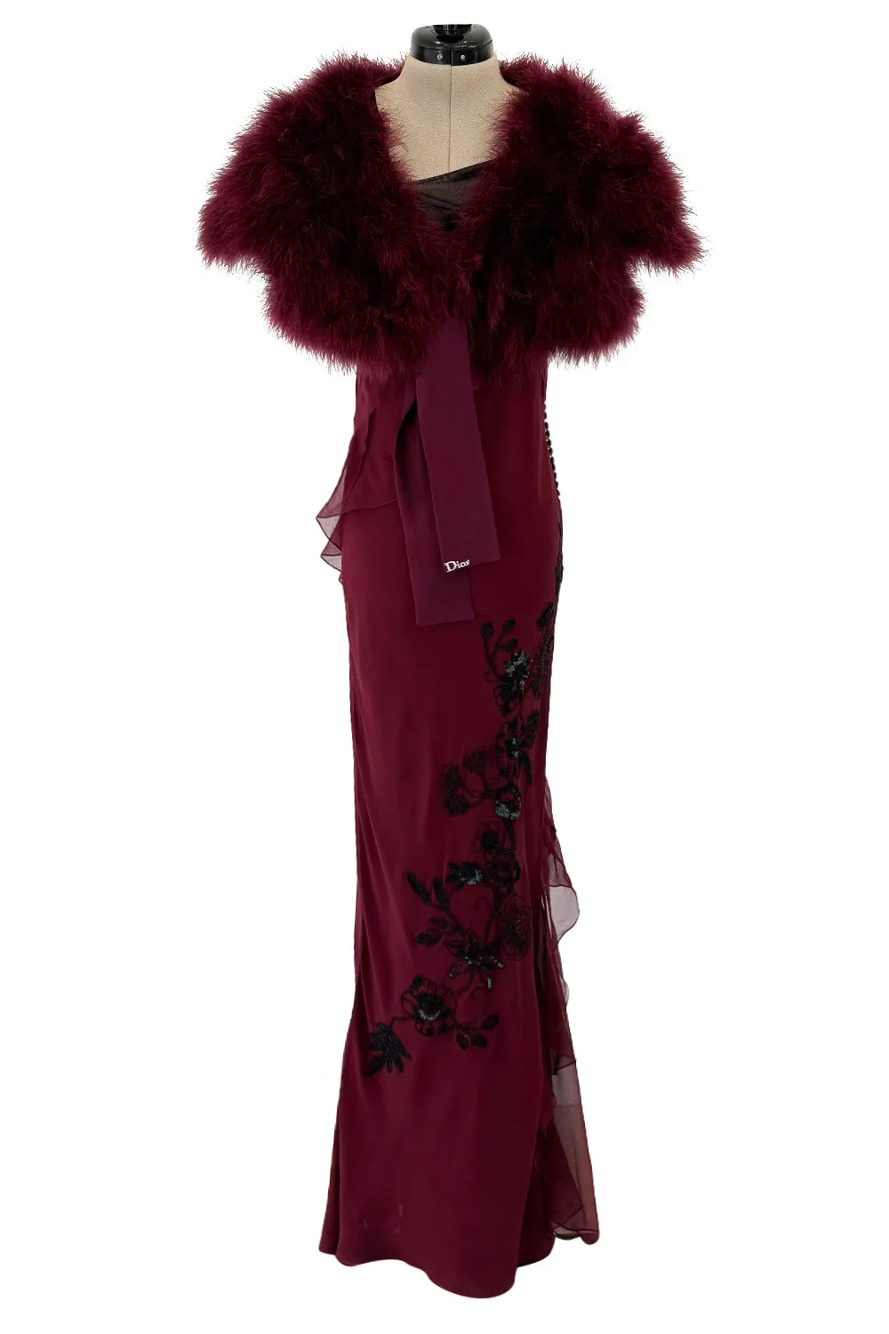 Christian Dior Fall 2006 by Galliano Beaded Dress & Feather Bolero