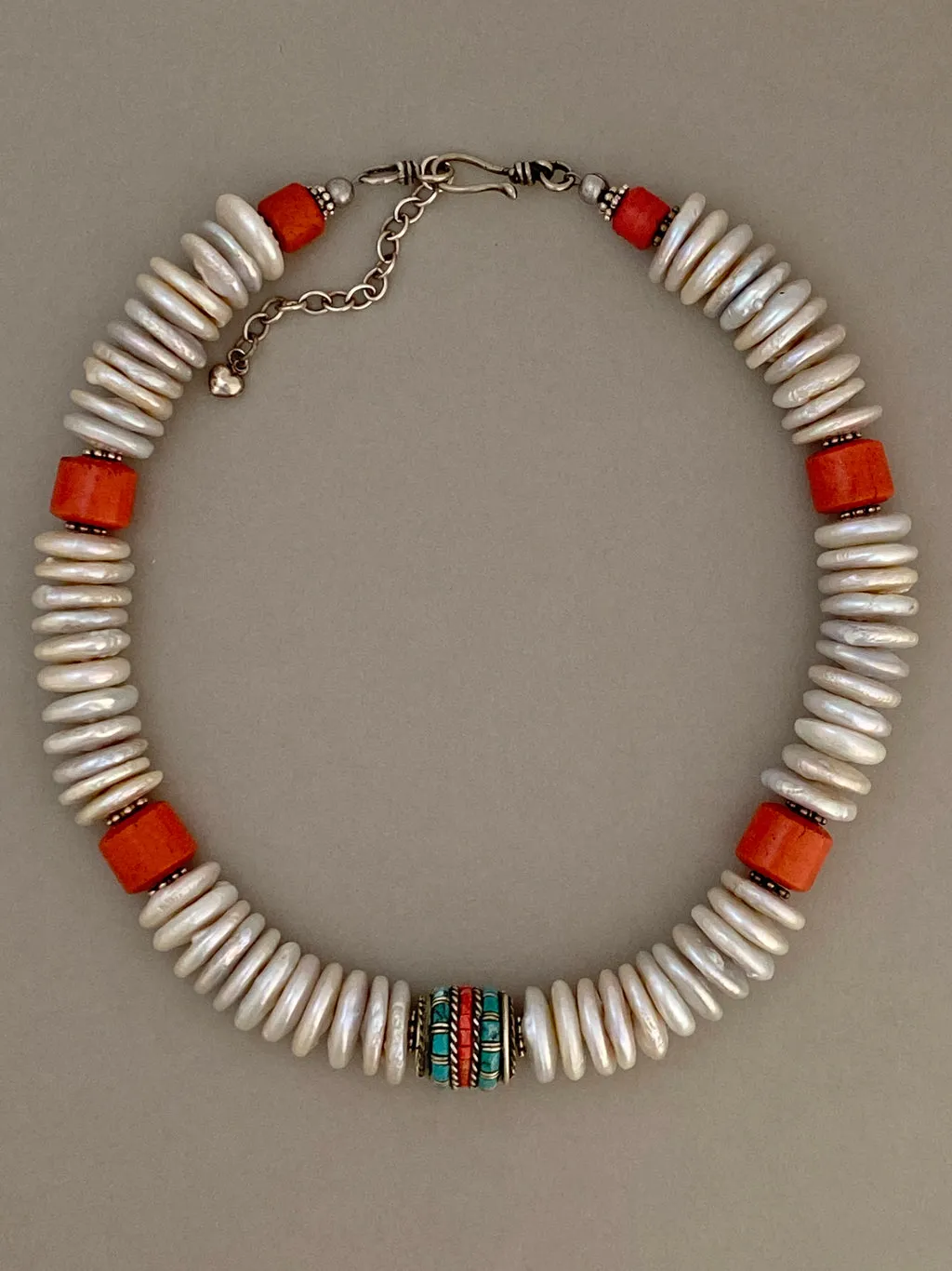 Coin Pearl Statement Necklace