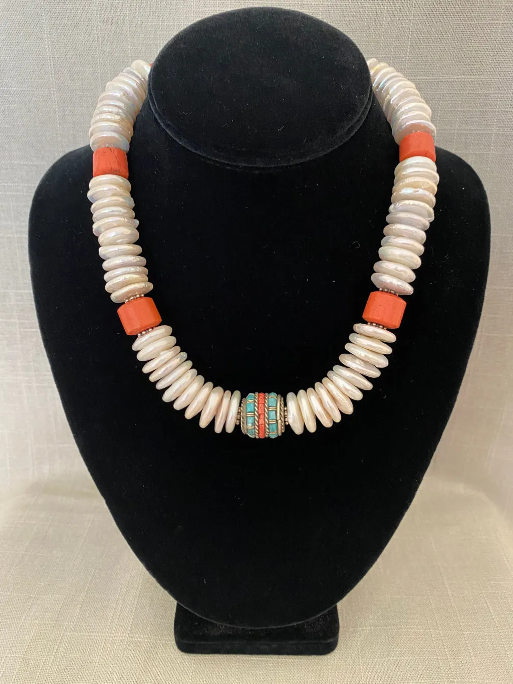Coin Pearl Statement Necklace