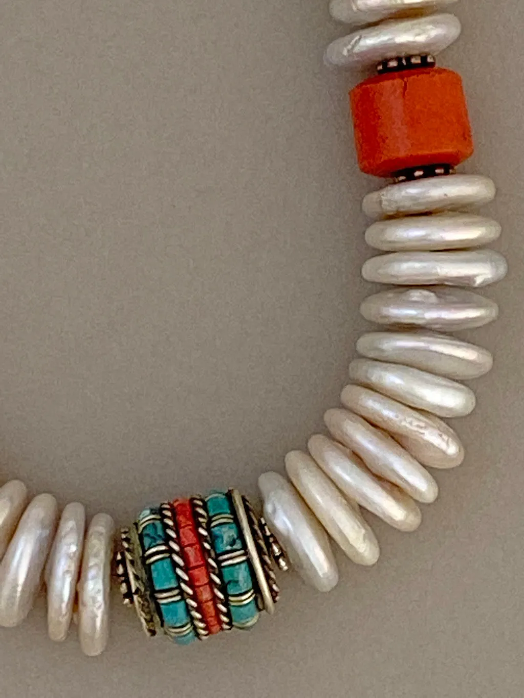 Coin Pearl Statement Necklace
