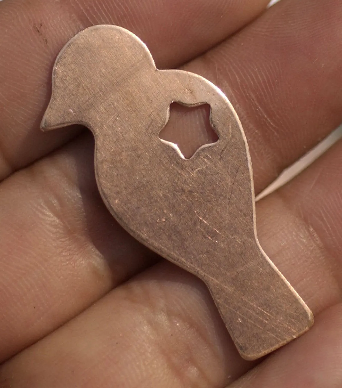 Copper Perched Bird Ruffled Texture Blanks for Metalworking Enameling Stamping Texturing