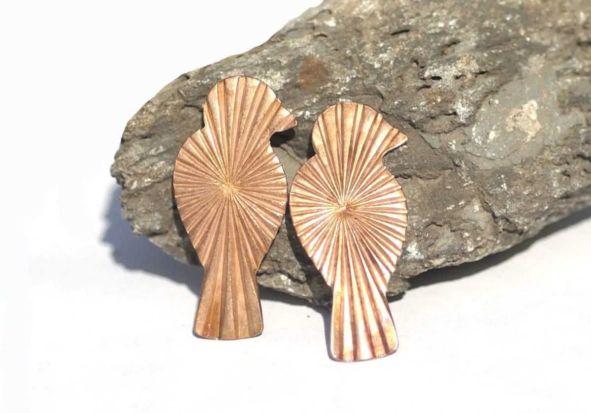 Copper Perched Bird Ruffled Texture Blanks for Metalworking Enameling Stamping Texturing