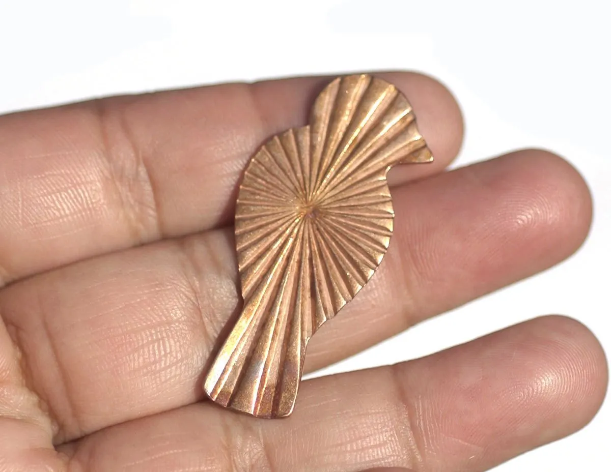 Copper Perched Bird Ruffled Texture Blanks for Metalworking Enameling Stamping Texturing