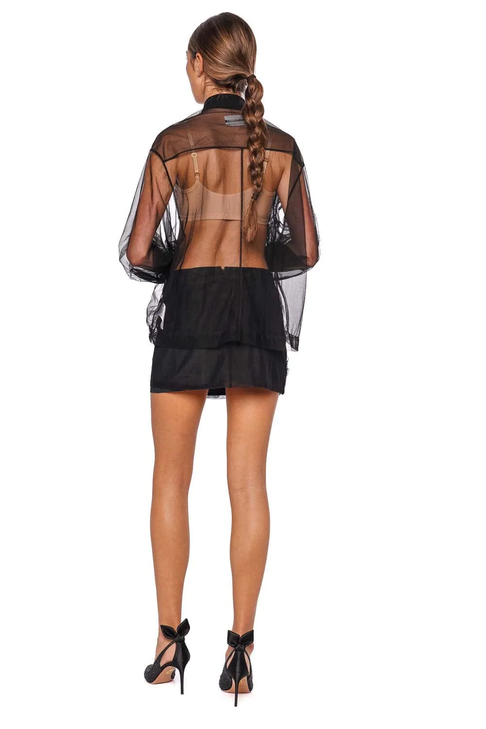 Couture Floral Embellished Tulle Shirt