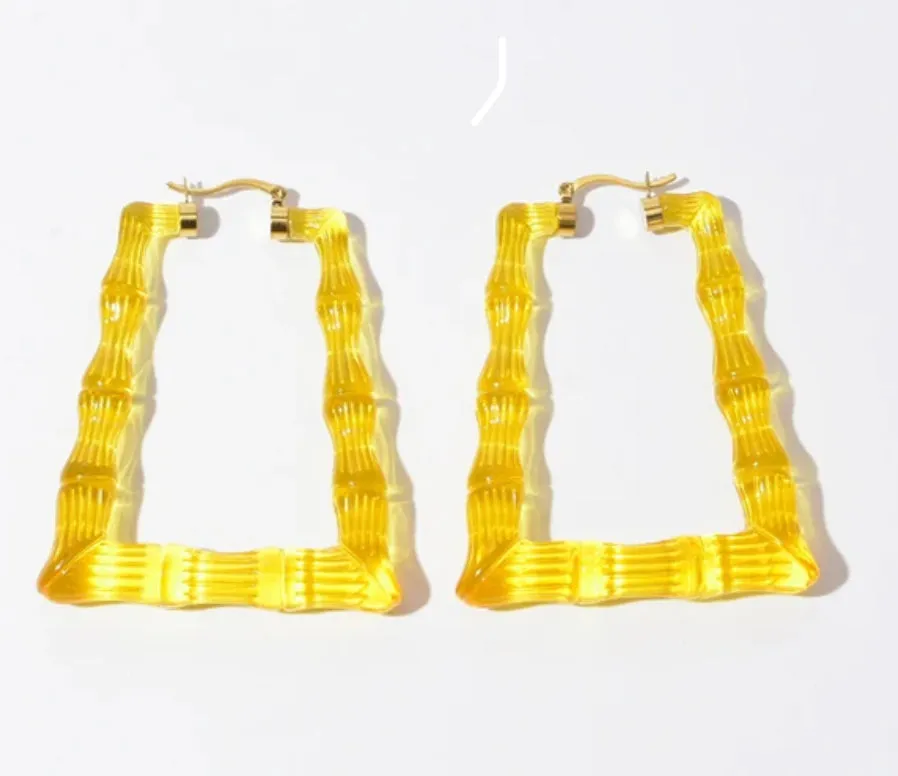 (CRYSTAL CLEAR BAMBOO HOOPS (SQUARE)