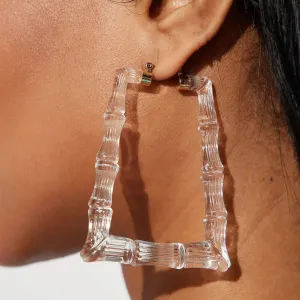 (CRYSTAL CLEAR BAMBOO HOOPS (SQUARE)