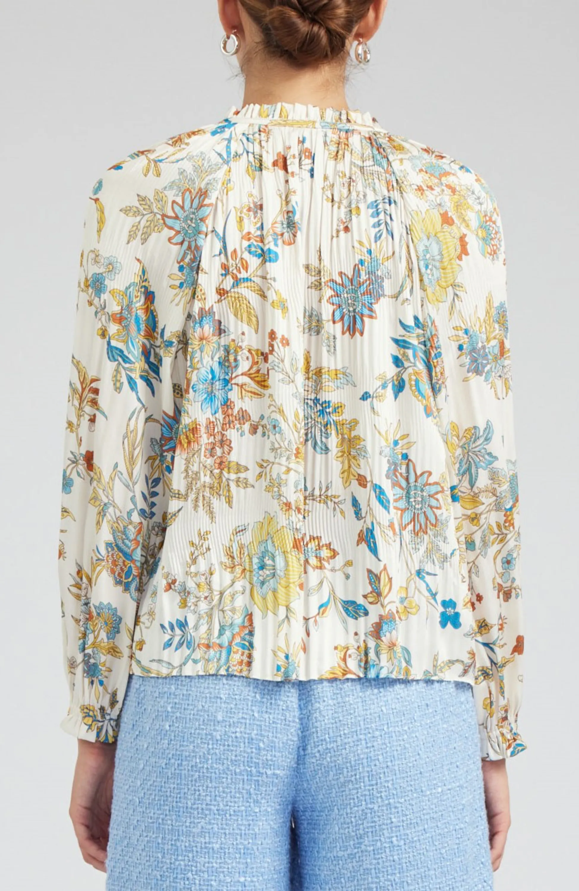 Current Air - Floral Tie Neck Blouse