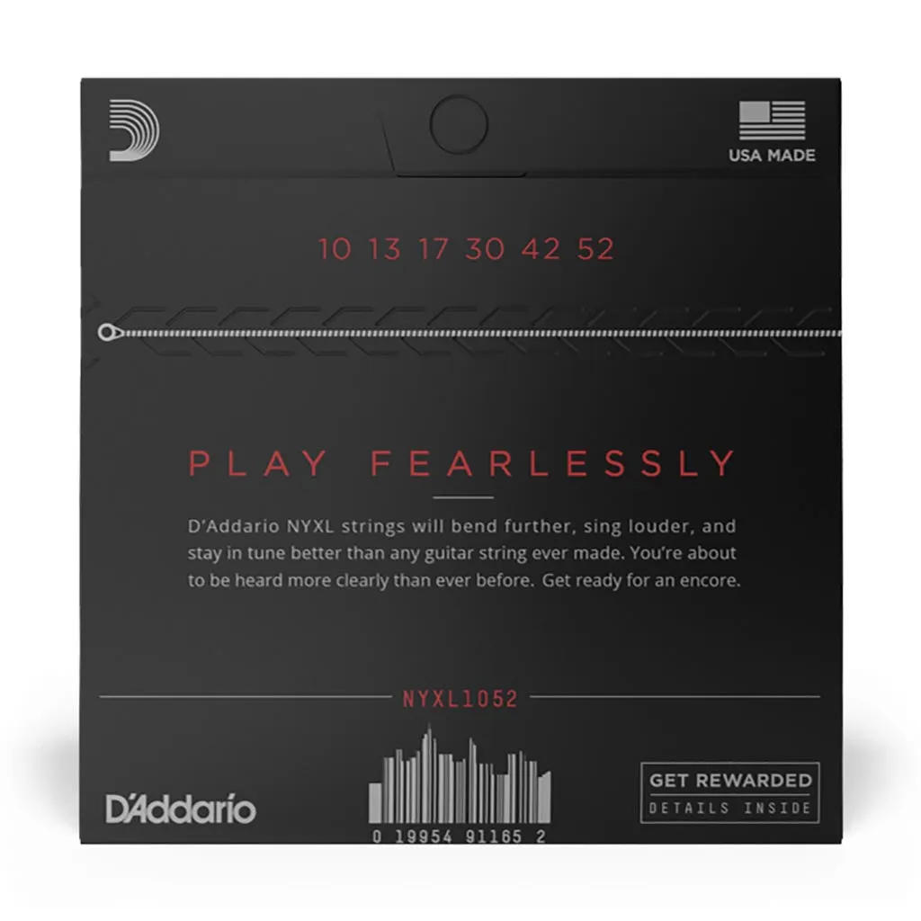 D'Addario - NYXL1052 - NYXL 10-52 Nickel Wound Electric Guitars Strings, Light Top / Heavy Bottom - Electric Guitar Strings