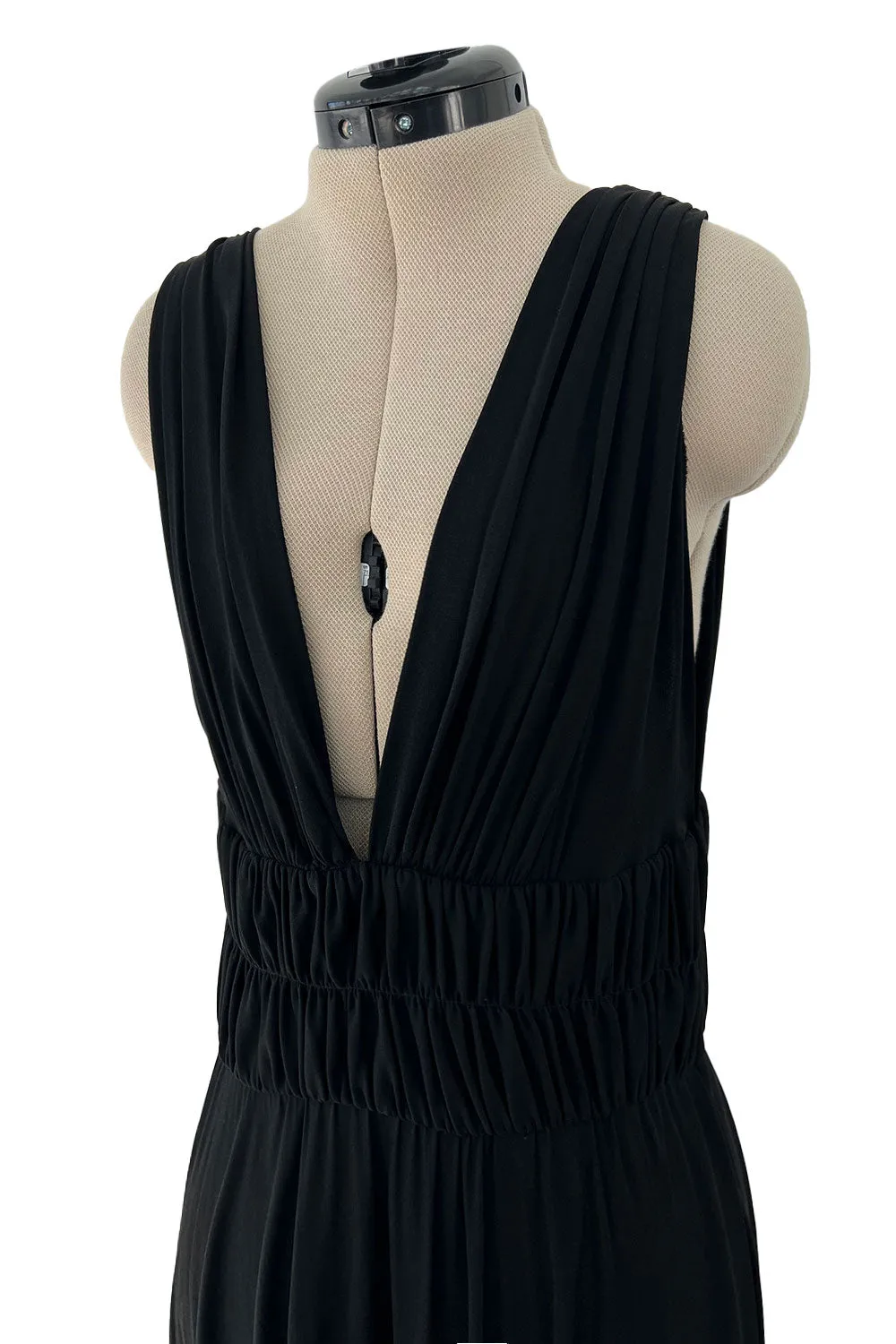 Documented Spring 1986 Yves Saint Laurent Runway Black Jersey Plunge Dress