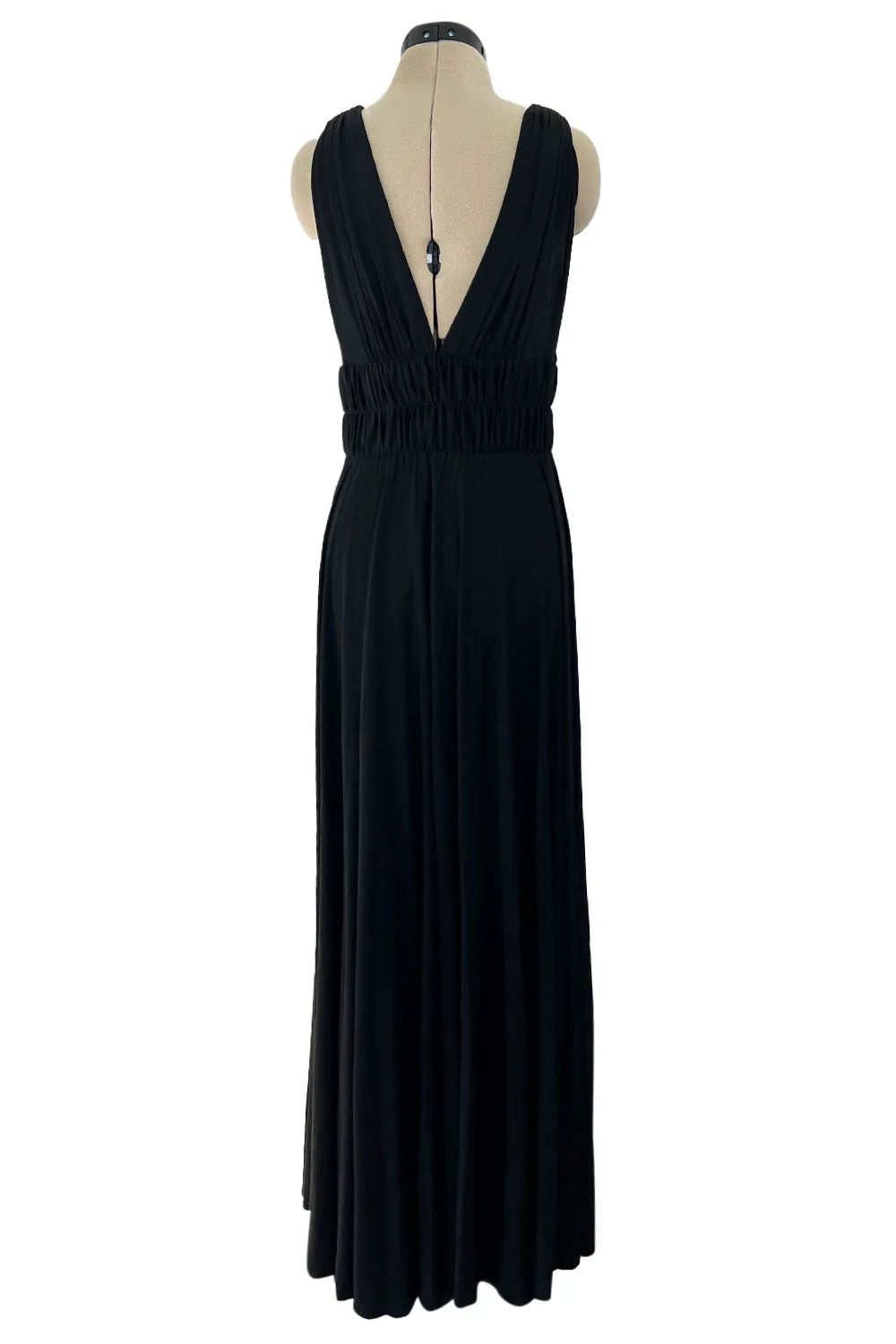 Documented Spring 1986 Yves Saint Laurent Runway Black Jersey Plunge Dress