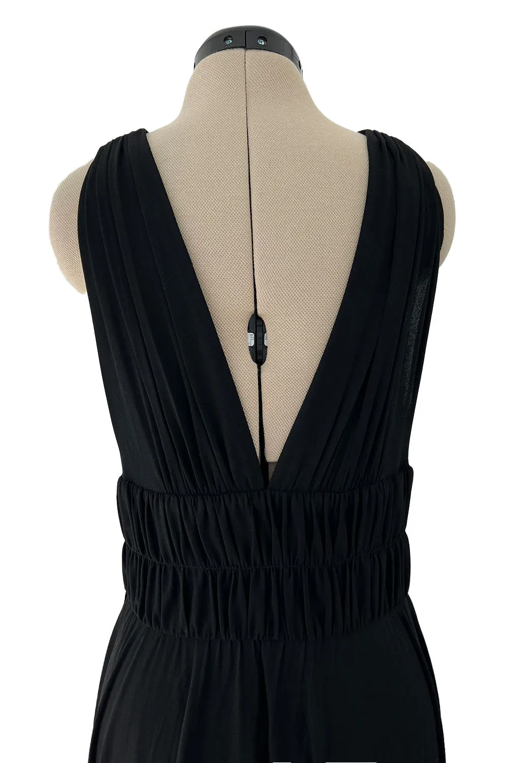Documented Spring 1986 Yves Saint Laurent Runway Black Jersey Plunge Dress