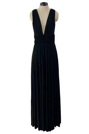 Documented Spring 1986 Yves Saint Laurent Runway Black Jersey Plunge Dress