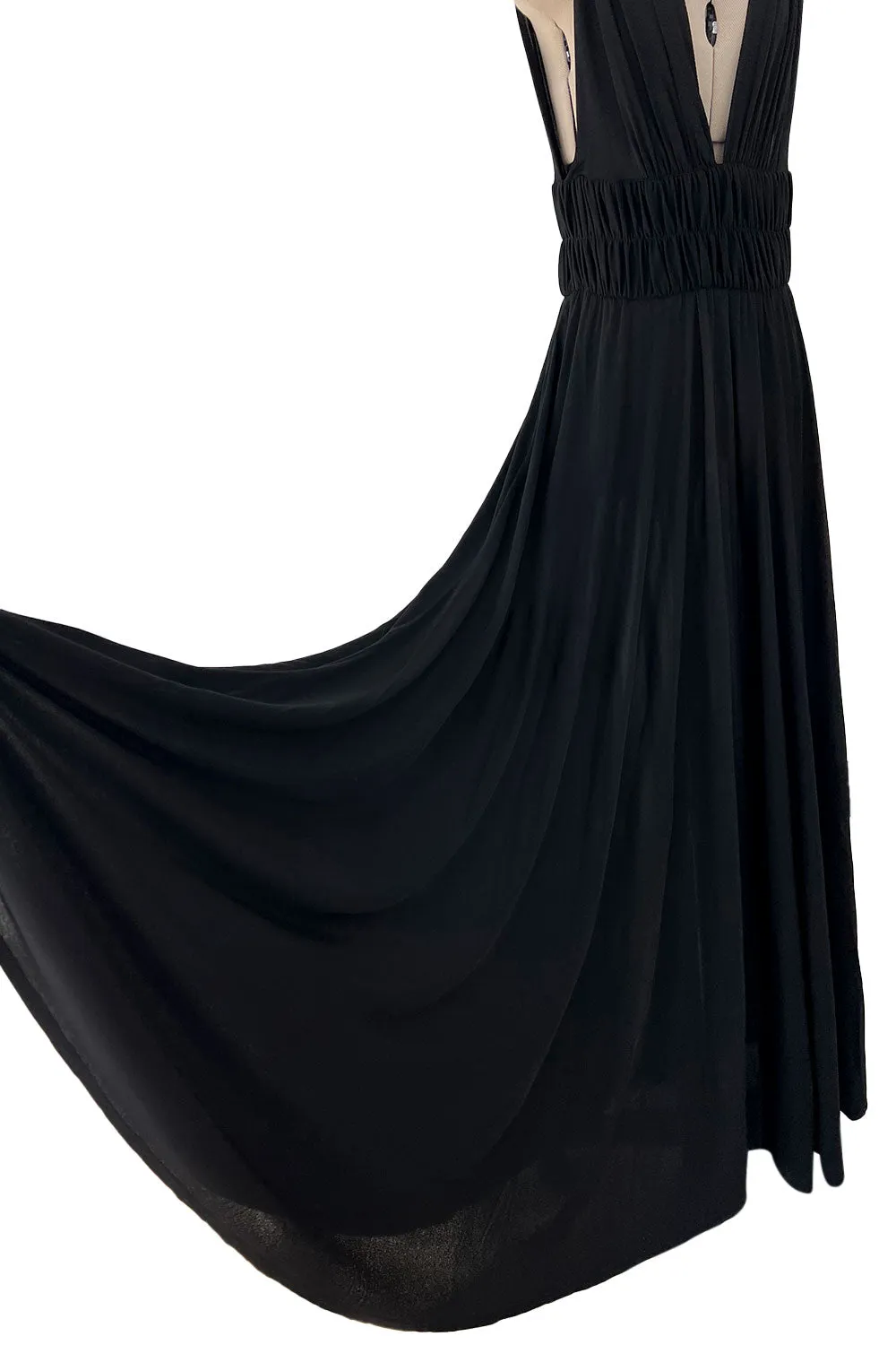 Documented Spring 1986 Yves Saint Laurent Runway Black Jersey Plunge Dress