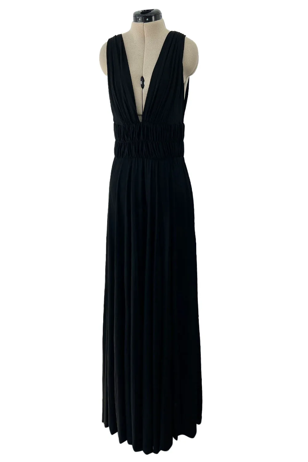 Documented Spring 1986 Yves Saint Laurent Runway Black Jersey Plunge Dress