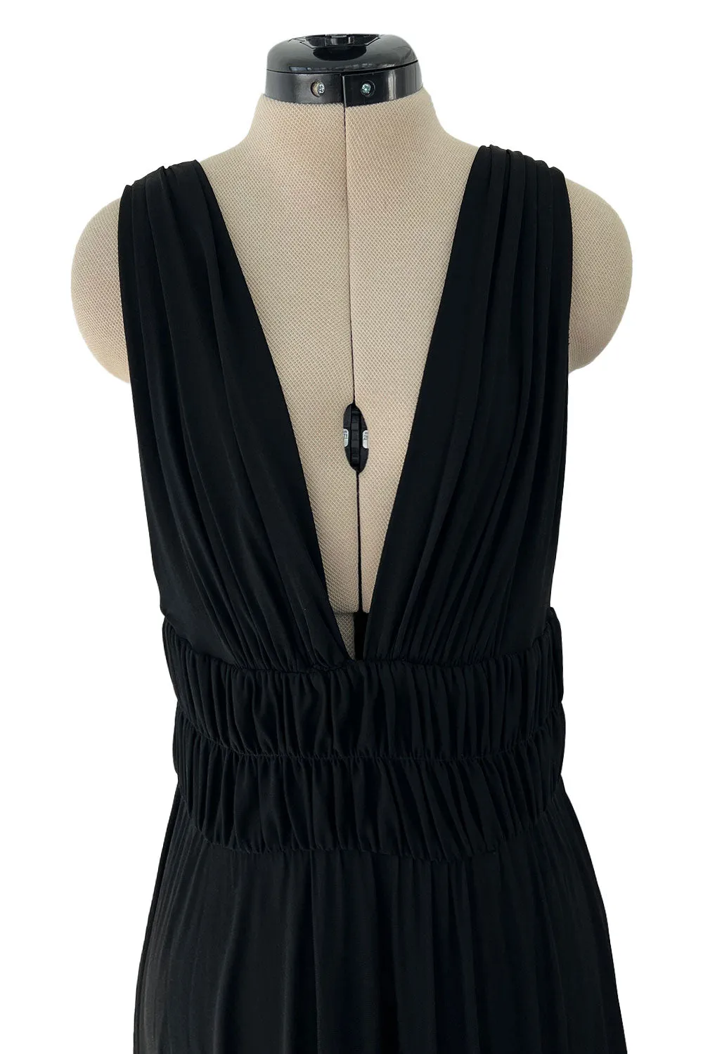 Documented Spring 1986 Yves Saint Laurent Runway Black Jersey Plunge Dress