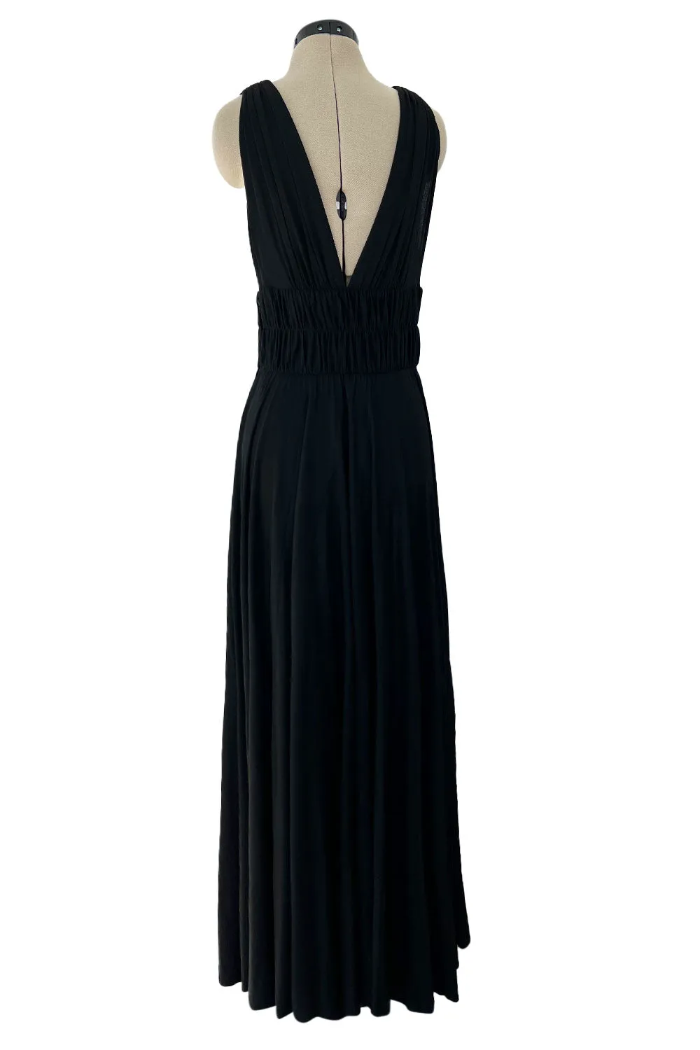 Documented Spring 1986 Yves Saint Laurent Runway Black Jersey Plunge Dress