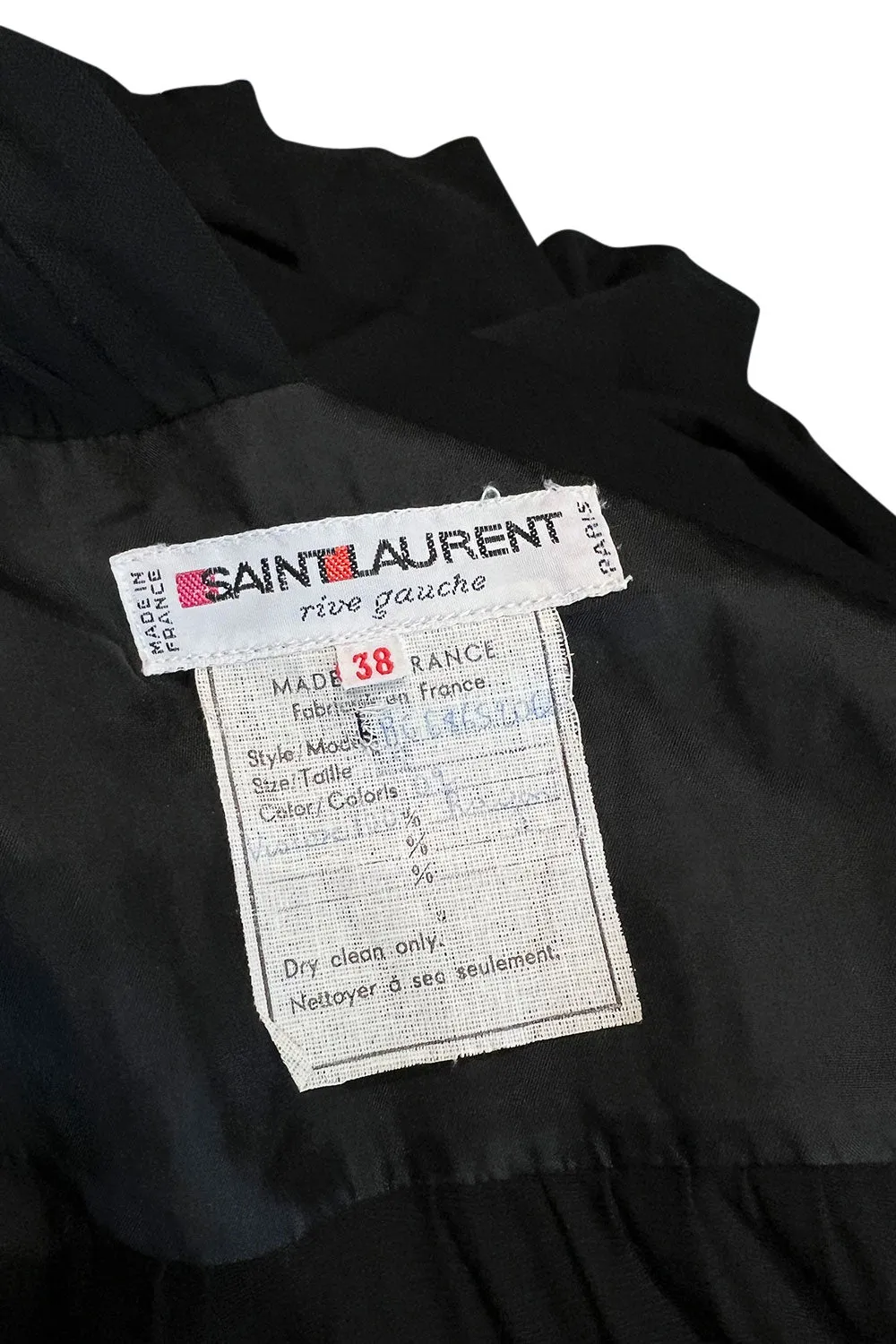 Documented Spring 1986 Yves Saint Laurent Runway Black Jersey Plunge Dress
