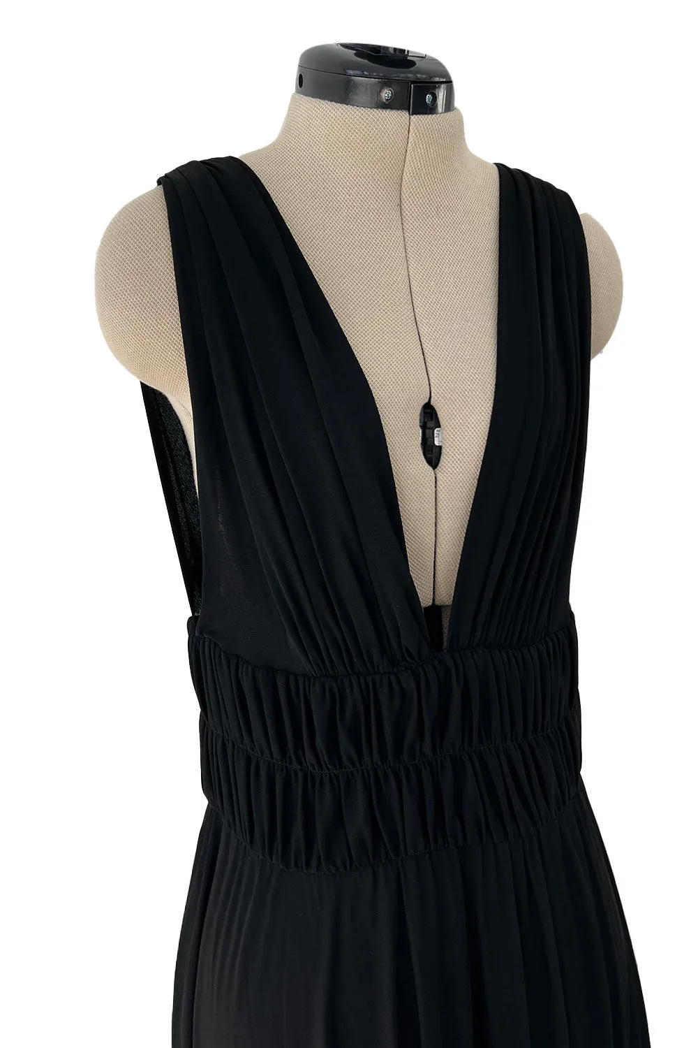Documented Spring 1986 Yves Saint Laurent Runway Black Jersey Plunge Dress